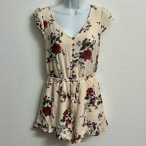 American Eagle Outfitters Cream Floral Romper